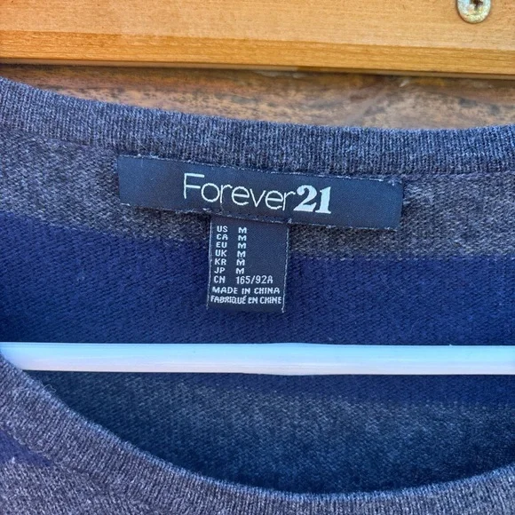 Forever 21 Navy and Charcoal Knit Top - Picture 2 of 2